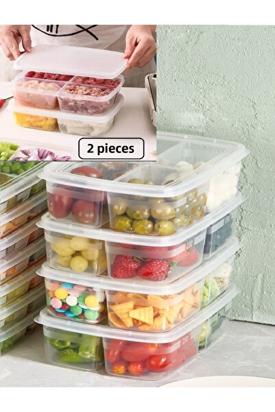 Bayev Large 2 Pieces 4 Compartments Food Food Mincer Vegetable Meat Water Storage Container Portion Organizer