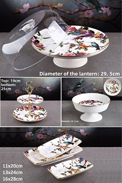 Pinkev Flora Ceramic Fruit Pie Boat Presentation Plate Combination Set - Kup108F
