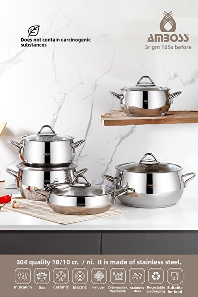 Amboss 10 Piece Stainless Steel Cookware Set - Induction Base