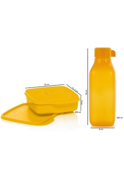 Tupperware Nutrition Set Compartmented Storage Container Eco Bottle 500 Ml Yellow Hsgl