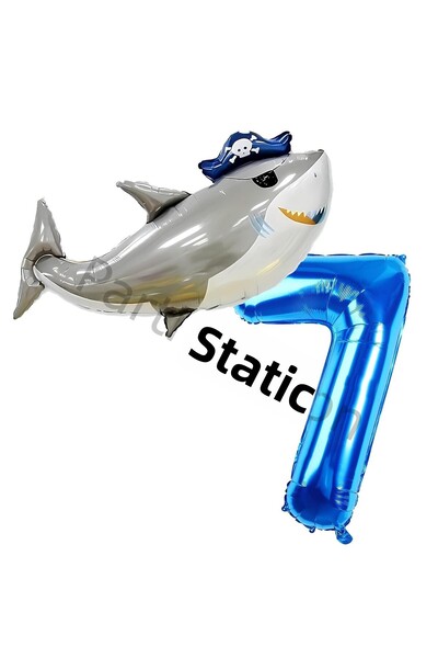 Parti Station مجموعة بالونات قرصان القرش وبالونات قرصان القرش لعمر 7 سنوات، م...