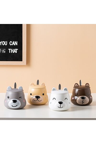 Livava Teddy Bear Ceramic Mug, Gray, 8X8