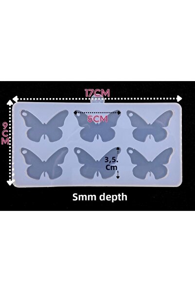 epoksikalipmarketi قالب سيليكون إيبوكسي / قالب فراشة 6 قطع