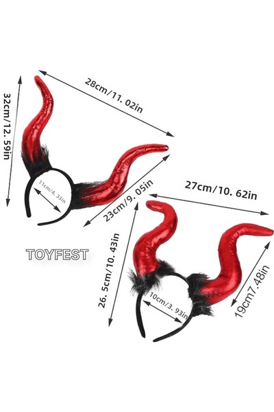 TOYFEST Αξεσουάρ για πάρτι αποκριάτικων κοστουμιών για το Halloween - Κορώνα και στέμμα με κέρατα δαίμονα - 30x28 εκ.