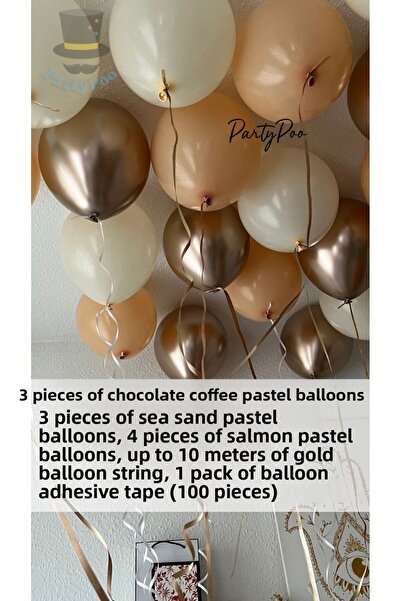 PartyPoo Bride to Be 3 Chocolate 3 Sea Sand 4 Salmon Pastel Balloon Set – Bac...