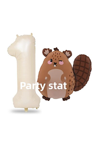 Parti Station مجموعة بالونات عيد ميلاد لطيفة على شكل سنجاب وأرقام كريمية من W...