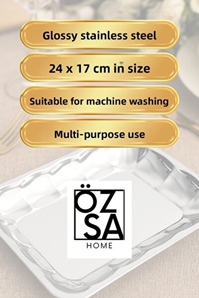 ÖzSa Home 2-Pack Stainless Steel Rectangular Boat Plate Fruit Salad Plate Presentation Bowl