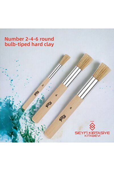 SEYFİKİRTASİYE 3 PIECES STENCİL BRUSH SET 2-4-6 NUMBER ROUND BILLET TIP HARD ...
