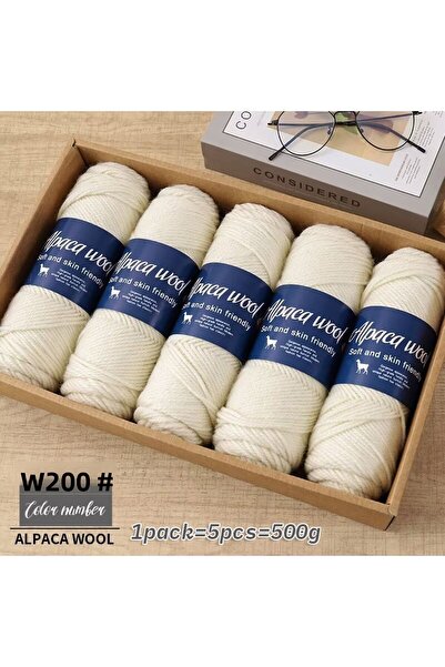 Choice 200 خيط من صوف الألبكة الأبيض الحليبي، وزن 500 جرام، خيط خشن، منسوج يدويًا لصنع سترات دافئة وعصرية