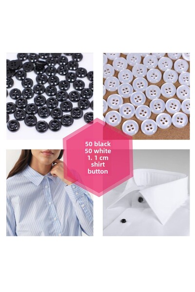 Idealtoka 100 τεμάχια κουμπιά πουκάμισου 1,1 εκ. - 50 μαύρα και 50 λευκά