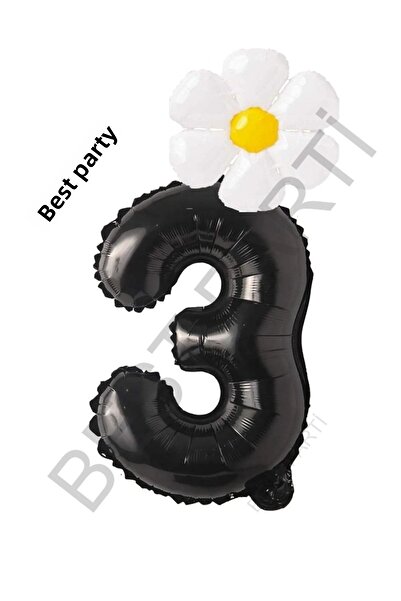 BEST PARTİ DOĞUM GÜNÜ PARTİ SÜSLERİ مجموعة بالونات فويل ديزي باللون الأسود وا...