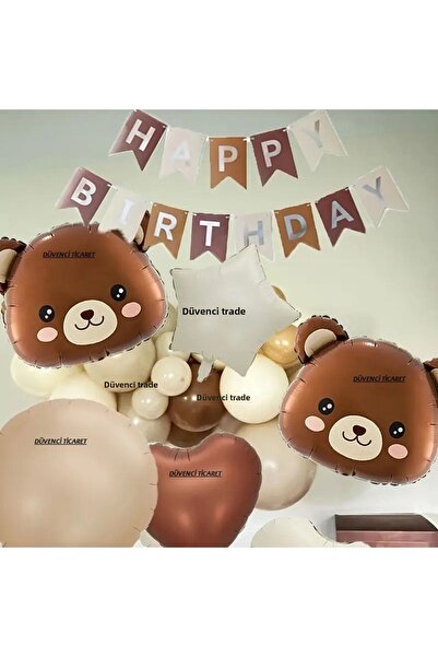 DÜVENCİ TİCARET Ρετρό Σετ Μπαλόνια Κεφαλές Αρκούδων από Φύλλο Αλουμινίου