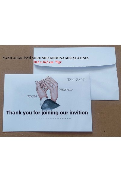 ART HEDİYE 60 de bucăți personalizat pentru numele tău nuntă logodna henna bani bijuterii plic 10,5 X 16,5 cm Trtv