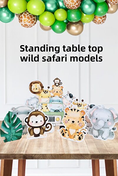 PEKSHOP Wild Safari Concept Ziua de naștere Set de panouri cu picioare Blat d...