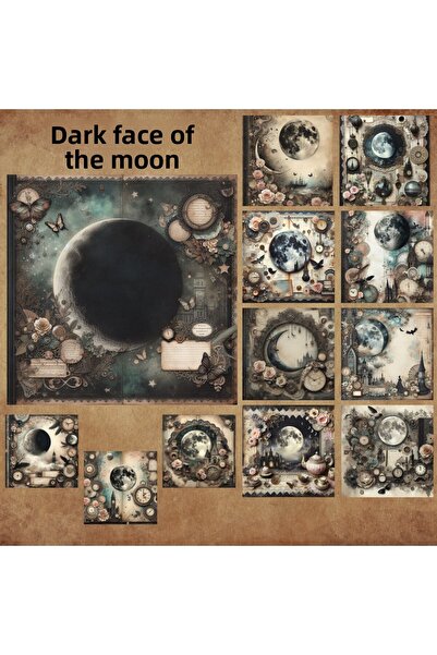 Pink Swan Craft وجه القمر المظلم العتيق - مجموعة ملصقات مخططة مكونة من 12 قطعة من سجل القصاصات
