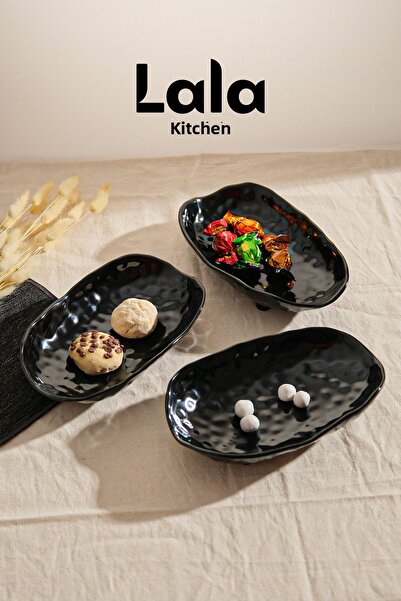 Lala Mutfak Melamine Stylish Plate - (21X13 cm) 3 Pcs Belen Kayık Breakfast and Presentation