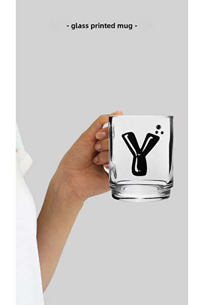 Bytwo TRANSPARENT GLASS MUG WITH LETTER Y