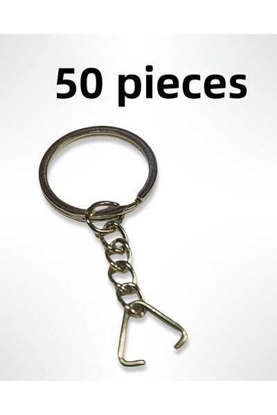 Flea Market Inel pentru chei cu lanț 50 bucăți, inel de zdrobire (vârf triunghiular)