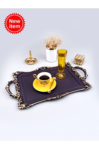 Nilevhome صينية شاي زاوية النيل، صينية القهوة، صينية العرض، صينية أرجوانية مز...