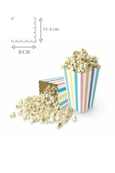 Mielibon 8-Piece Macaron Striped Corn Box Popcorn Box Party Presentation Set