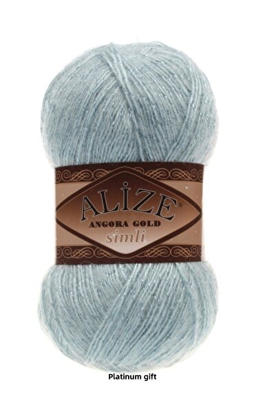 Alize ( 5 قطع ) سترة أنجورا جولد جليتر 114 نعناع محبوكة يدويًا سترة سترة خيط وشاح سترة