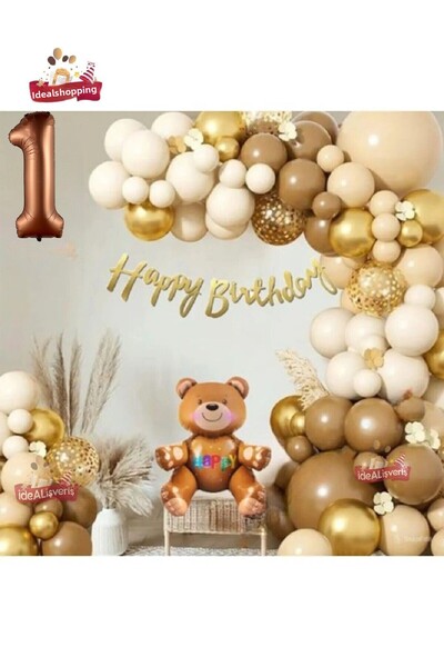 Bkmc Set de lanțuri cu baloane Folo pentru ursul de 1 an - Ornament pentru se...