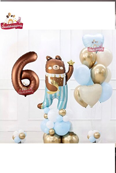 Bkmc مجموعة زينة لحفلات أعياد الميلاد من CUTE TEDDY BEAR BEAR FOLLY مقاس 6 سنوات