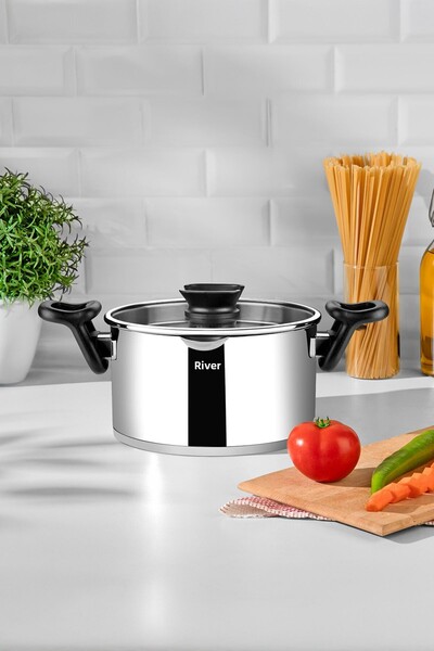 Nehir Наполи 24 см капак с цедка от неръждаема стомана Функционален дълбок съд