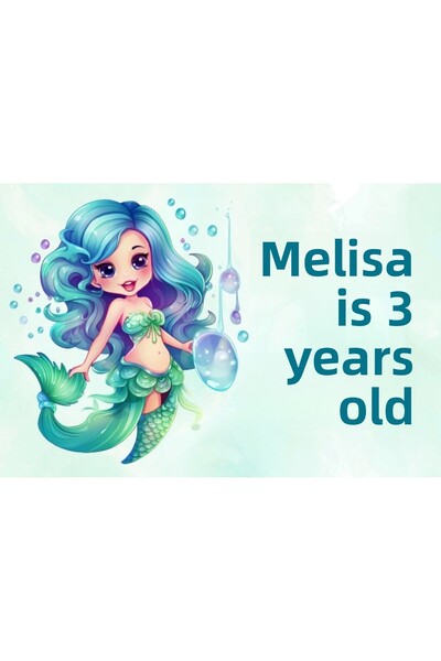 Reysa Tasarım لافتة عيد ميلاد حورية البحر اللطيفة - 35x50 سم