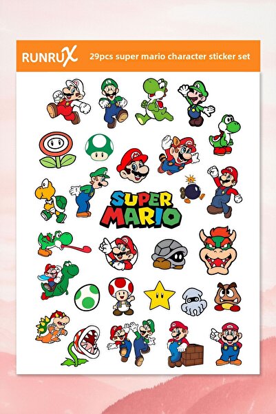 Runrux ملصقات سوبر ماريو المكتوبة والمكتوبة والكمبيوتر المحمول والهاتف - سجل ...