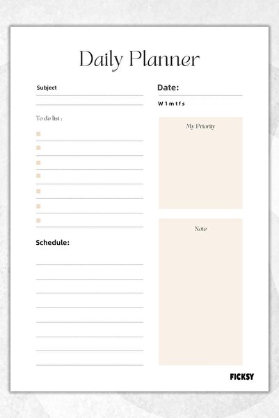 Ficksy مخطط يومي - مقاس A4 للقيام به - 30 ورقة - مخطط يومي