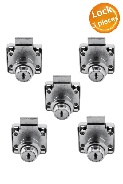 Badem10 Square Furniture Drawer Cabinet Lock Nickel Chrome Lock with 2 Keys 4...