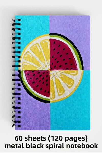 Anime Marketi دفتر ملاحظات بغلاف صلب مقاس A5 بتصميم البطيخ والليمون 120 ورقة