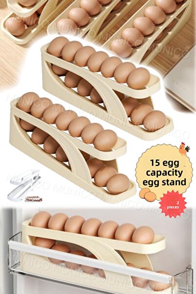 Gaggani 2 Pcs Two Layers Egg Rolling Storage Rack Egg Storage Holder Rolldow Egg Dispenser