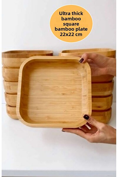 BRE HOME Luxury 22 cm Bamboo Rectangular - Ultra Thick Plate, Pitting Depth 7 cm
