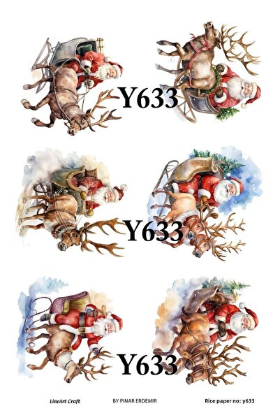 LİNEART ورق ديكوباج نحاسي بنمط عيد الميلاد رقم: YILBAŞI633 - 29X42 سم