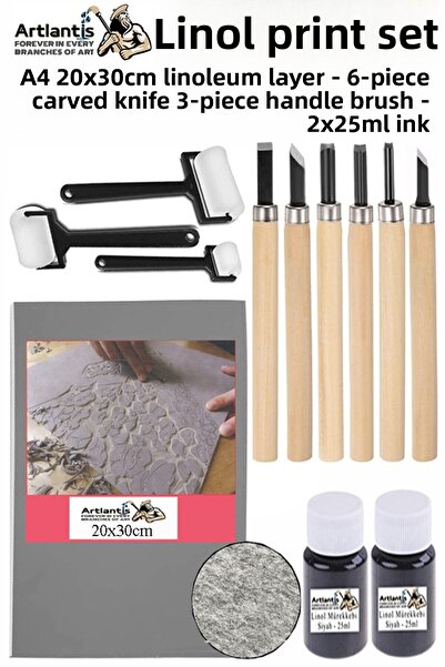 Artlantis Set de imprimare linoleum 1 pachet A4 20 x 30 Placă de linoleum Set...
