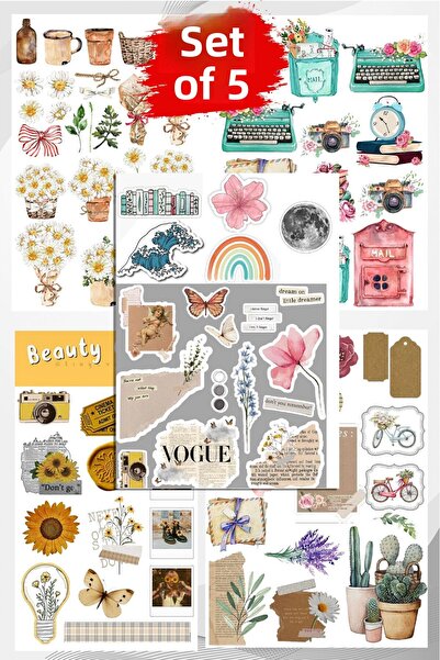 LiyaCraft Vintage Σετ Πολλαπλών Αυτοκόλλητων Κατάλληλο για Planner Agenda Bul...