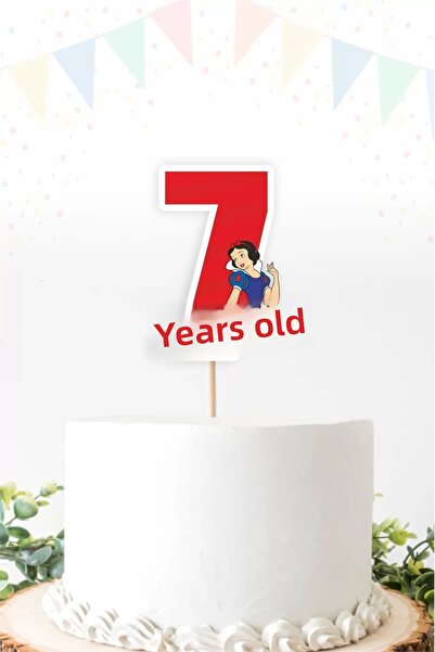 neşeli günlerim Ornament pentru tort de 7 (șapte) ani cu tematică Albă ca Zăp...