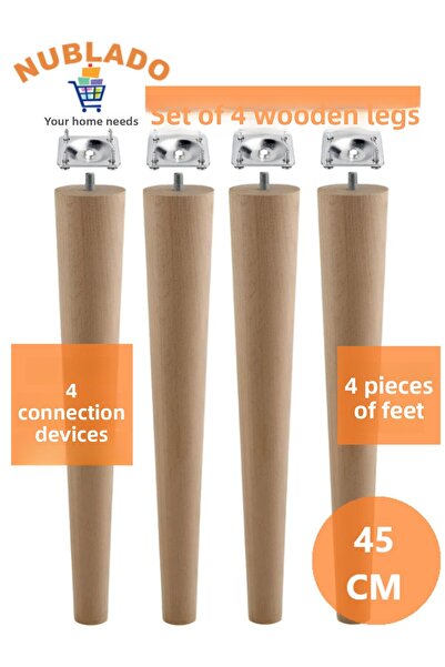 NUBLADO Picior Mobilier Lemn 45 cm cu 4 Aparaturi Masuta de cafea Zigon Masa de mijloc Puf Taburet Picioare Unitate TV M8.