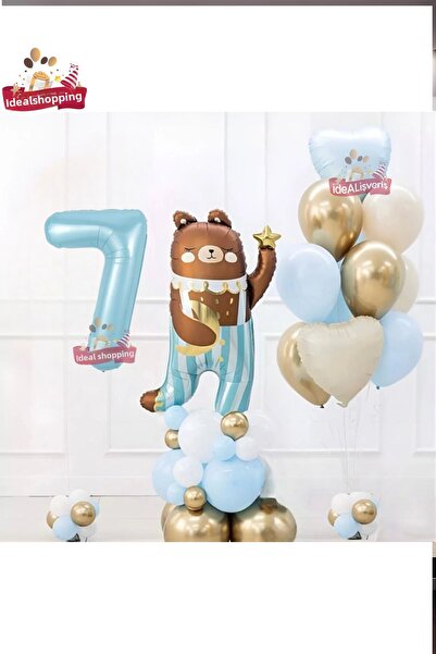 Laviyosa مجموعة زينة لحفلات أعياد الميلاد مع رقائق دب تيدي اللطيفة بعمر 7 سنو...