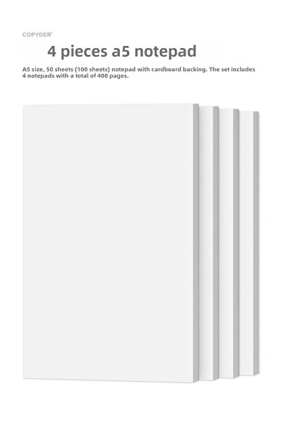 Copyder A5 Size Notepad Set of 4 - Cardboard Supported, 50 Sheets and 100 Sheets