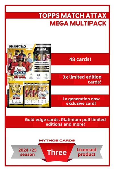 Topps مباراة Attax 24/25 - حزمة ميجا متعددة