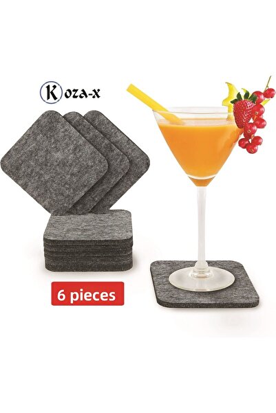 KozaX Set of 6 Coasters, Ideal for Home, Office and Workplace, Smoked Felt Co...
