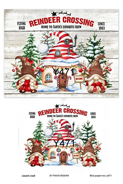 LİNEART ورق ديكوباج نحاسي بنمط عيد الميلاد رقم: YILBAŞI471- 29X42 سم