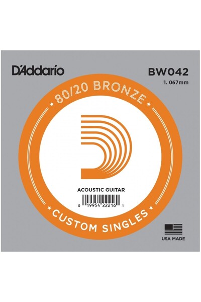 Daddario BW042 أوتار أكوستيك فردية، 80/20 برونزية مغلفة، 042، (LA)