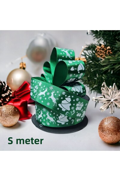 AGH Değerli Hediyeler 5 METRI Satin Verde Imprimare Panglică de Anul Nou Cuti...