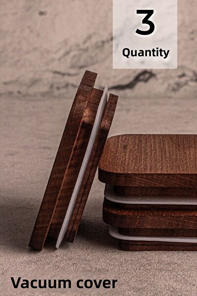 Snippy Bella Milla 3-Piece Timeless Elysia Wooden Vacuum Square Lid Set