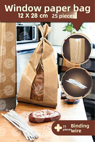 t tuğset etiket 25 قطعة من أكياس ورق نافذة كرافت شيكو - للشجرة، الخبز المحمص، ساندويتش، حناء كوكي التركي