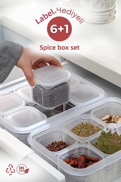 grimorlife حاوية تخزين بهارات مقاومة للتسرب ومقاومة للتهوية سعة 7 قطع سعة 3.5...